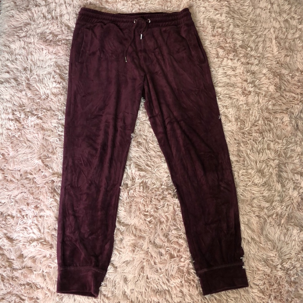 velvet burgundy sweatpants